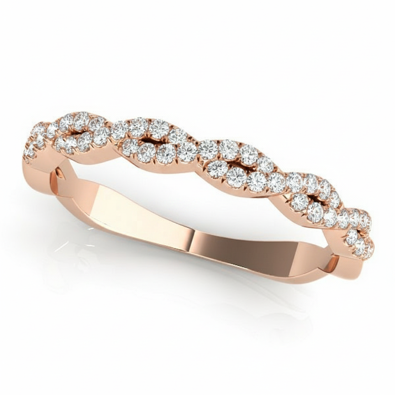 1/4 ctw Twisted Wedding Band — Rose Gold