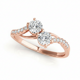 1 1/8 ctw Two Stone Ring — Rose Gold