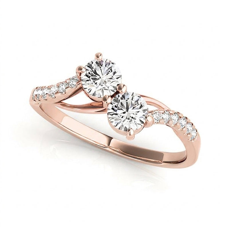 1 1/8 ctw Two Stone Ring — Rose Gold
