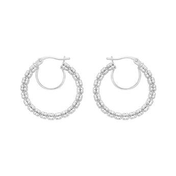 14K Ice Chain Round Hoops