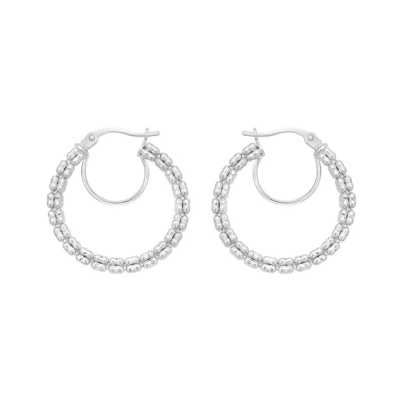14K Ice Chain Round Hoops
