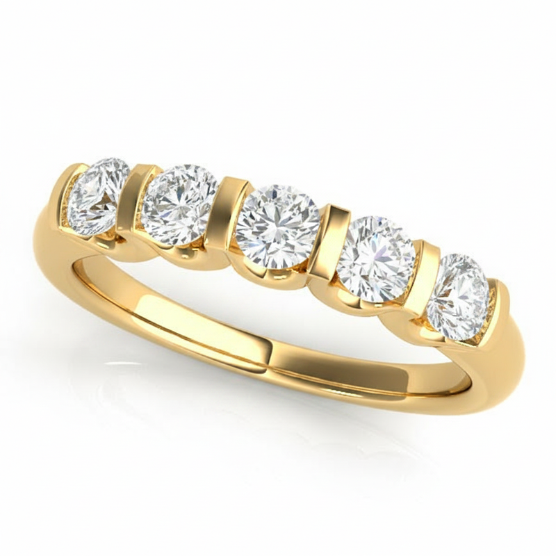 3/4 ctw Wedding Bands Bar Set — Yellow Gold