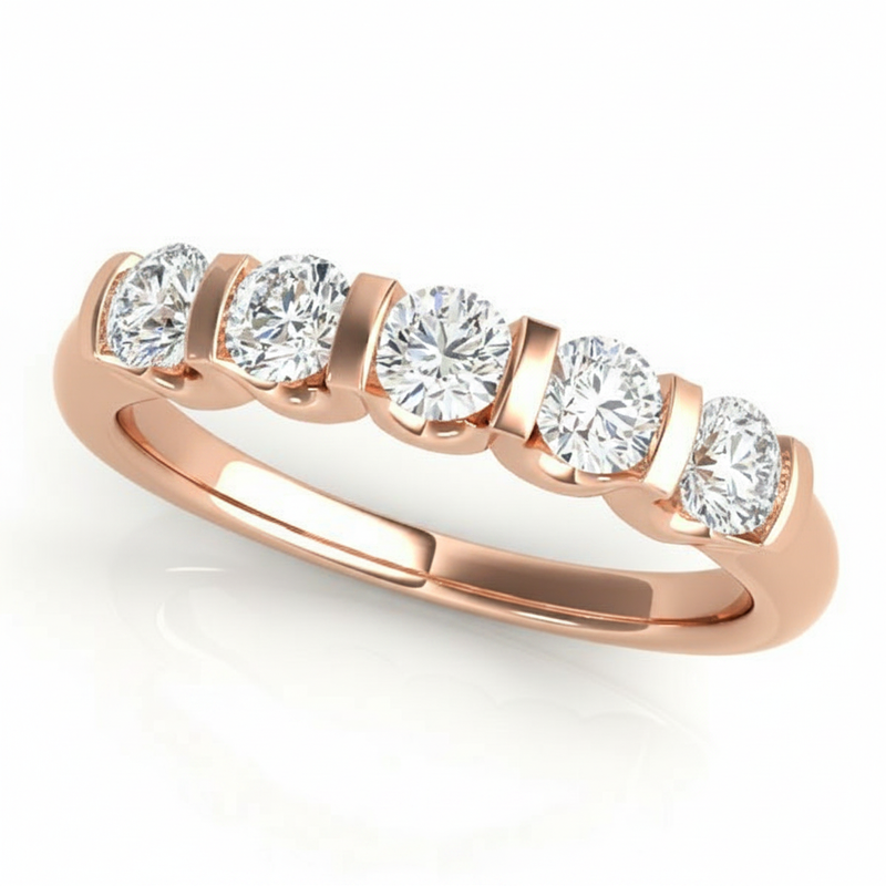 3/4 ctw Wedding Bands Bar Set — Rose Gold