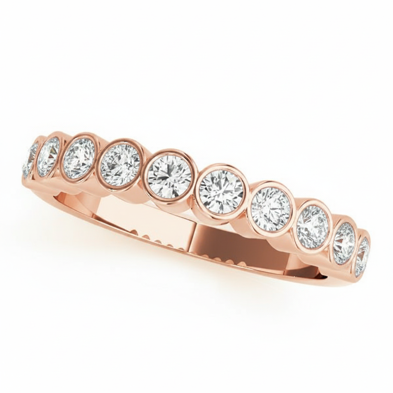 3/8 ctw Natural Bezel-Set Diamond Wedding Band — Rose Gold