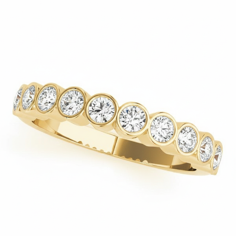 3/8 ctw Natural Bezel-Set Diamond Wedding Band — Yellow Gold