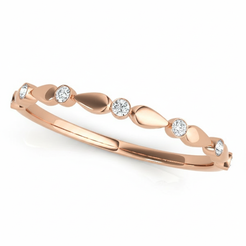 1/15 ctw Natural Bezel-Set Diamond Wedding Band — Rose Gold