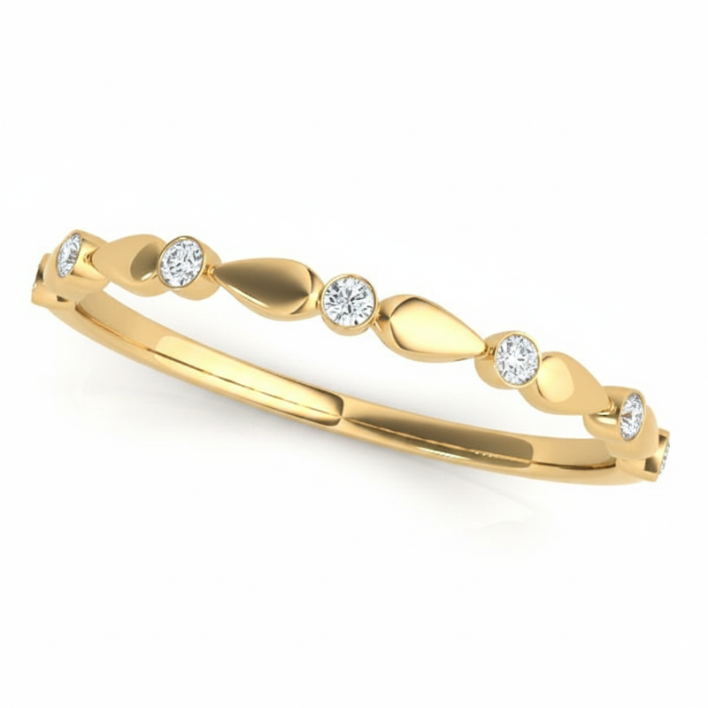 1/15 ctw Natural Bezel-Set Diamond Wedding Band — Yellow Gold