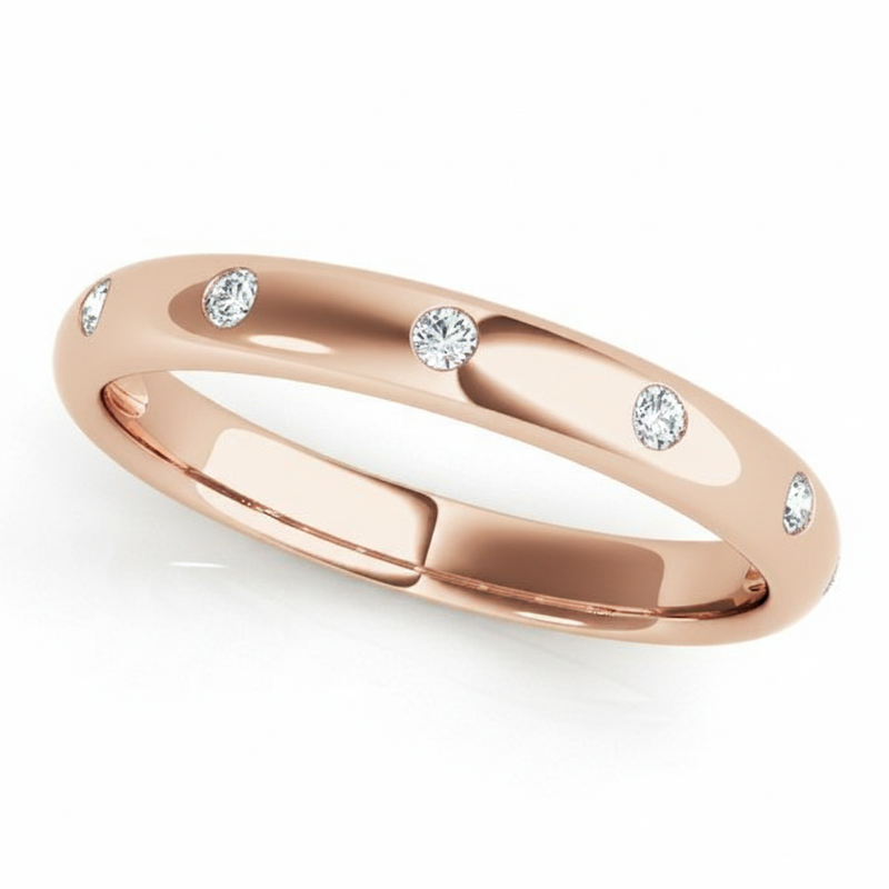 1/10 ctw Lab-Grown Bezel-Set Diamond Wedding Band — Rose Gold