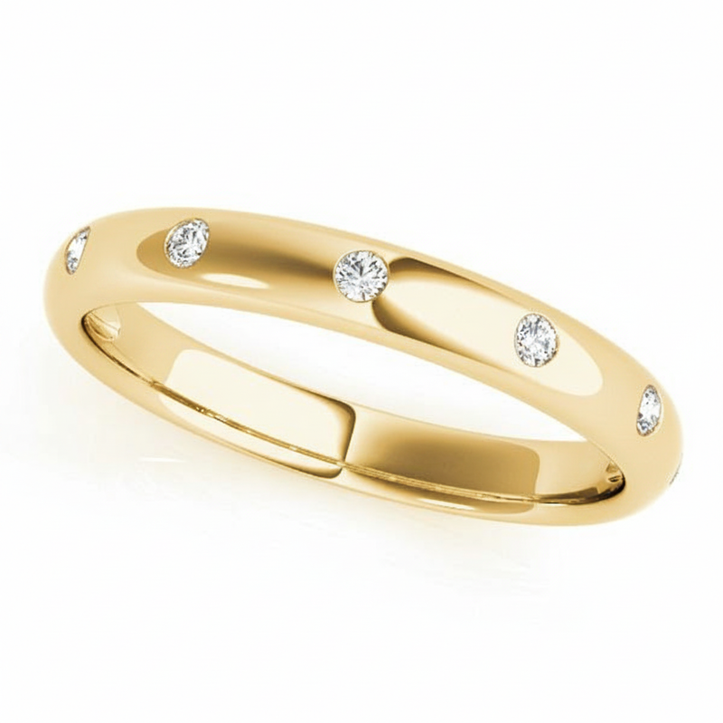 1/10 ctw Lab-Grown Bezel-Set Diamond Wedding Band — Yellow Gold