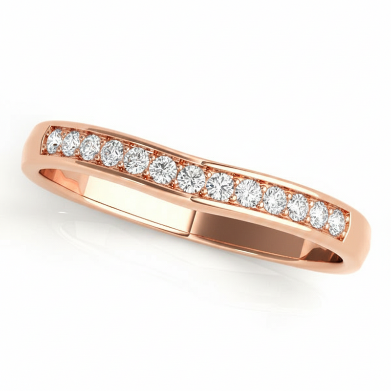 1/4 ctw Natural Diamond Curved Wedding Band — Platinum — Rose Gold