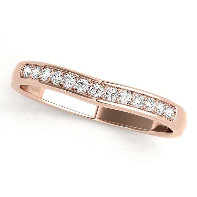 1/4 ctw Natural Diamond Curved Wedding Band — Platinum — Rose Gold