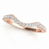 1/4 ctw Natural Diamond Curved Wedding Band — 14K White Gold — Rose Gold