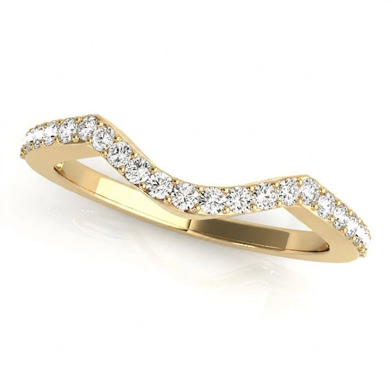 1/4 ctw Natural Diamond Curved Wedding Band — 14K White Gold — Yellow Gold