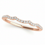1/8 ctw Natural Diamond Curved Wedding Band — 14K White Gold — Rose Gold
