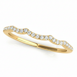 1/8 ctw Natural Diamond Curved Wedding Band — 14K White Gold — Yellow Gold