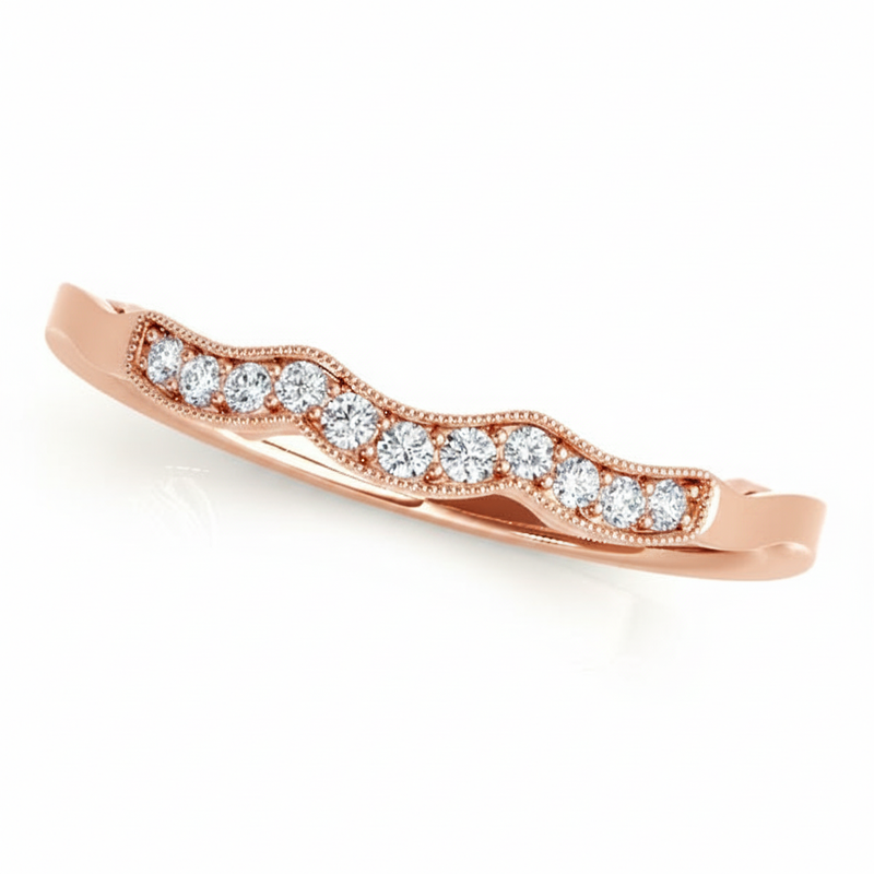 1/20 ctw Lab-Grown Diamond Curved Wedding Band — Platinum — Rose Gold