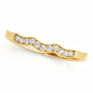 1/20 ctw Lab-Grown Diamond Curved Wedding Band — Platinum — Yellow Gold