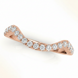 1/5 ctw Natural Diamond Curved Wedding Band — 14K White Gold — Rose Gold