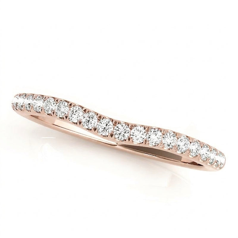 1/6 ctw Natural Diamond Curved Wedding Band — 14K White Gold — Rose Gold