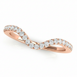 1/6 ctw Natural Diamond Curved Pavé Wedding Band — 14K White Gold — Rose Gold