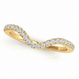 1/6 ctw Natural Diamond Curved Pavé Wedding Band — 14K White Gold — Yellow Gold