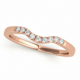 1/10 ctw Natural Diamond Curved Wedding Band — 14K White Gold — Rose Gold