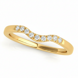 1/10 ctw Natural Diamond Curved Wedding Band — 14K White Gold — Yellow Gold