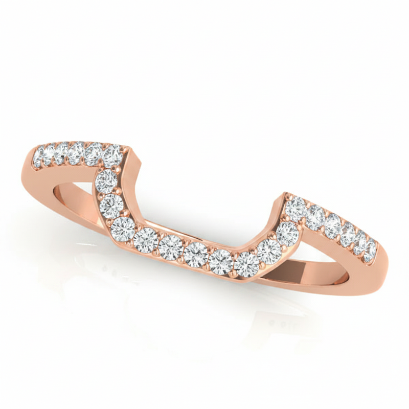 1/5 ctw Natural Diamond Pear-Cut Curved Wedding Band — 14K White Gold — Rose Gold