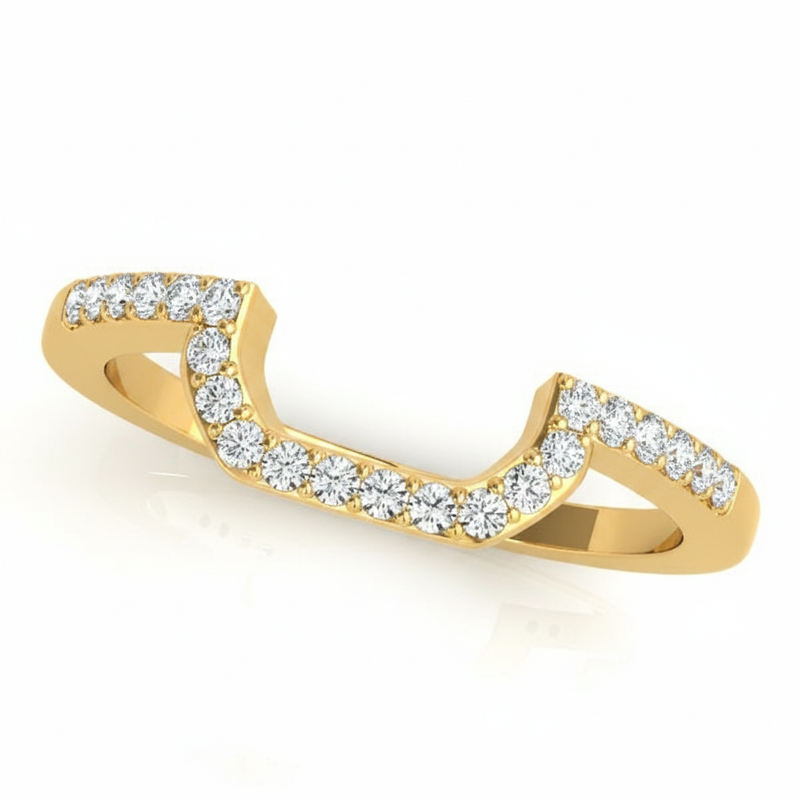 1/5 ctw Natural Diamond Pear-Cut Curved Wedding Band — 14K White Gold — Yellow Gold