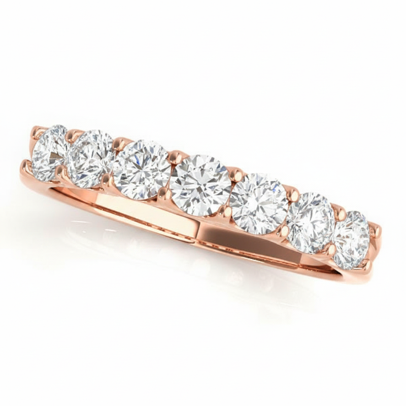 1 ctw Wedding Bands Prong-Set — Rose Gold