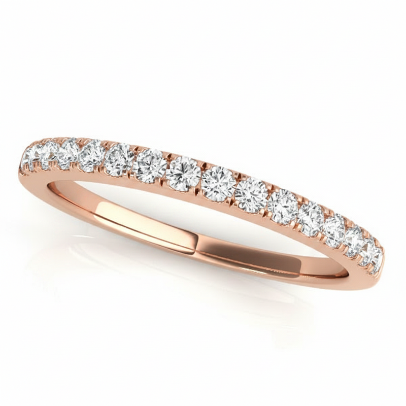 1/8 ctw Wedding Bands Prong-Set — Rose Gold
