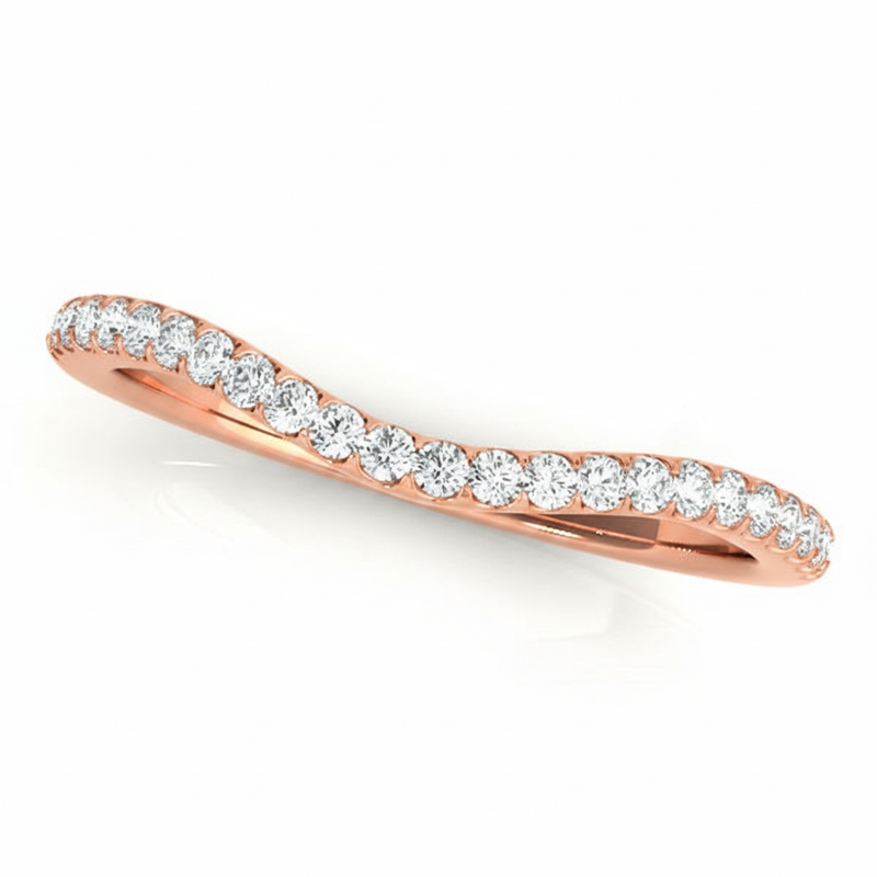 1/6 ctw Wedding Bands Prong-Set — Rose Gold