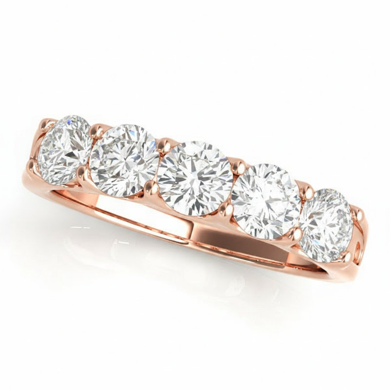 1 1/2 ctw Wedding Bands Prong-Set — Rose Gold