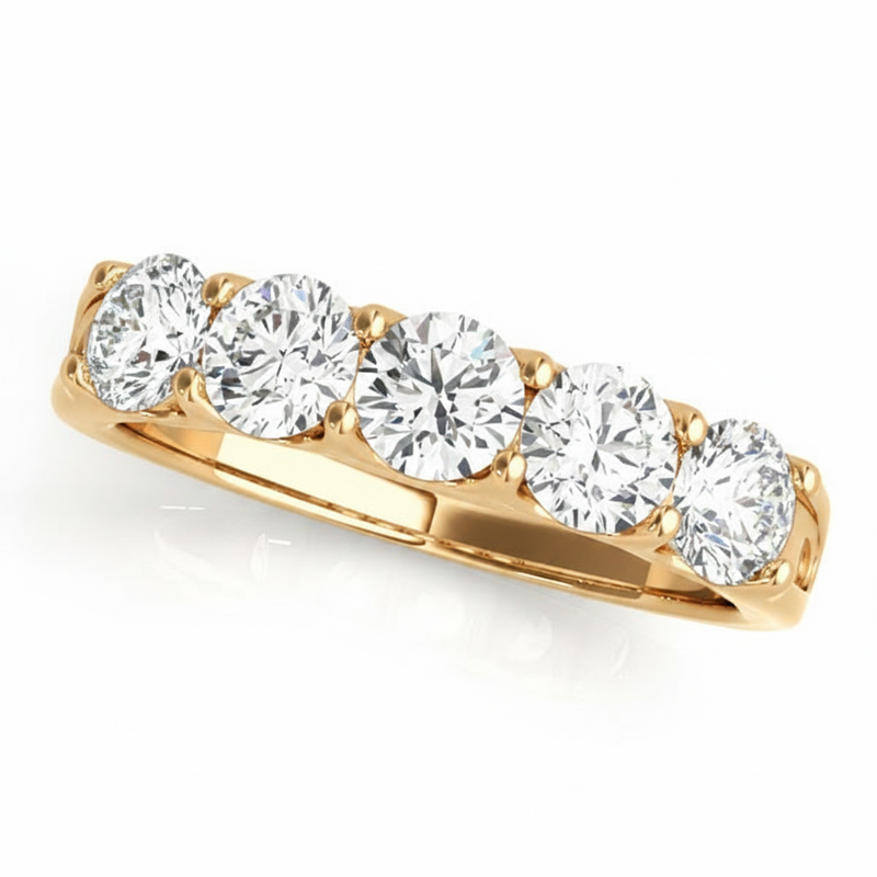 1 1/2 ctw Wedding Bands Prong-Set — Yellow Gold
