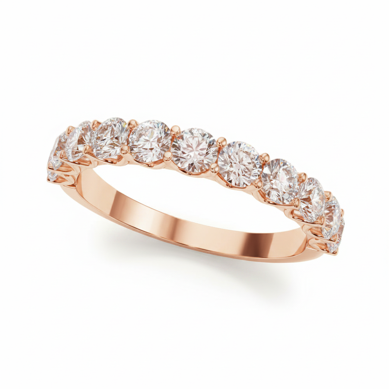 1 ctw Wedding Bands Prong-Set — Rose Gold