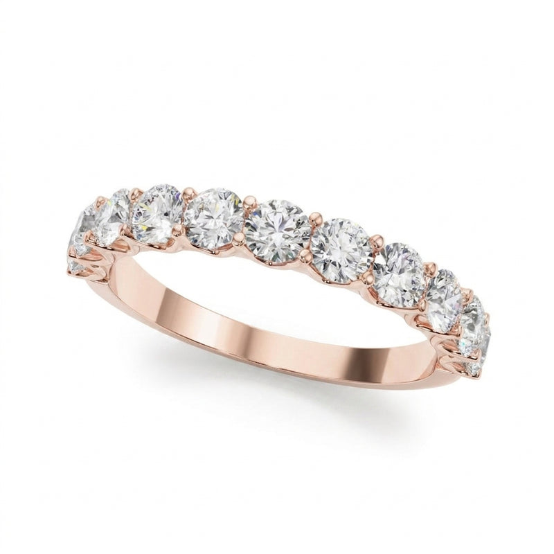 1 ctw Wedding Bands Prong-Set — Rose Gold