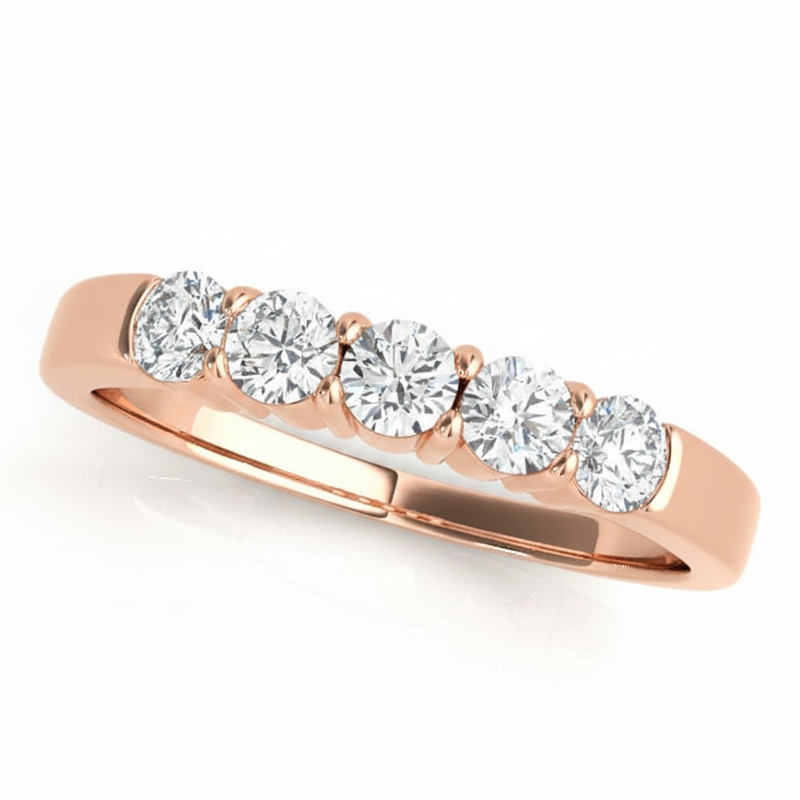 1 ctw Wedding Bands Prong-Set — Rose Gold