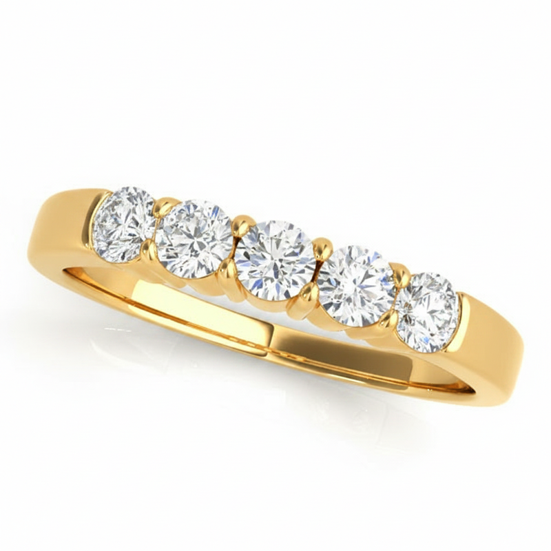 1 ctw Wedding Bands Prong-Set — Yellow Gold