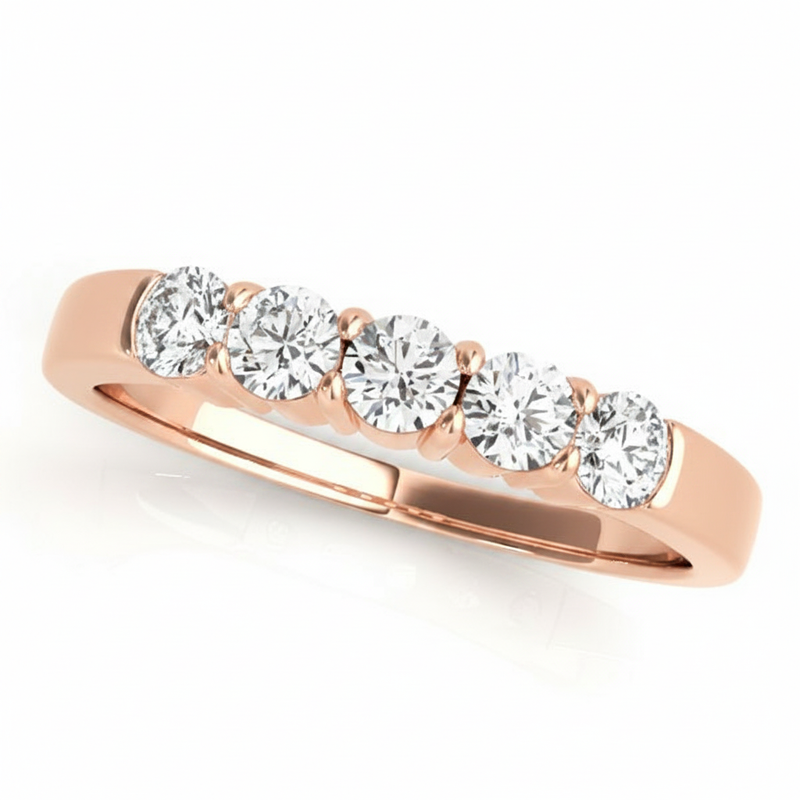 1 1/2 ctw Wedding Bands Prong-Set — Rose Gold
