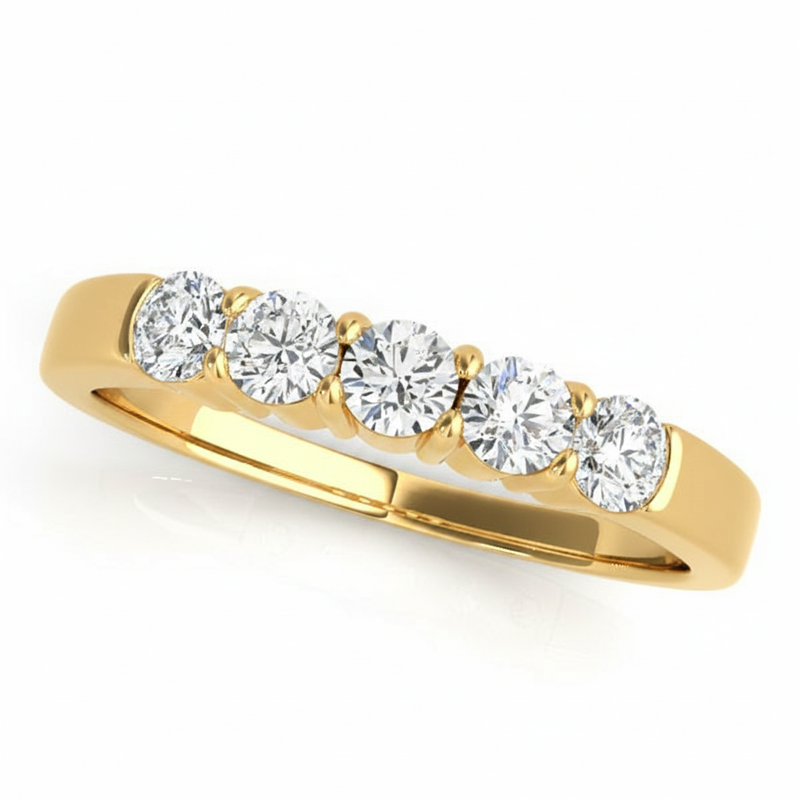 1 1/2 ctw Wedding Bands Prong-Set — Yellow Gold