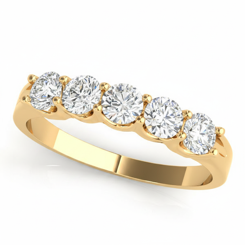 1 ctw Wedding Bands Prong-Set — Yellow Gold