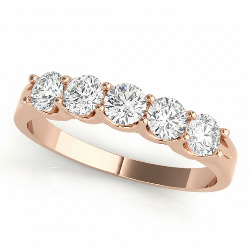 1 ctw Wedding Bands Prong-Set — Rose Gold