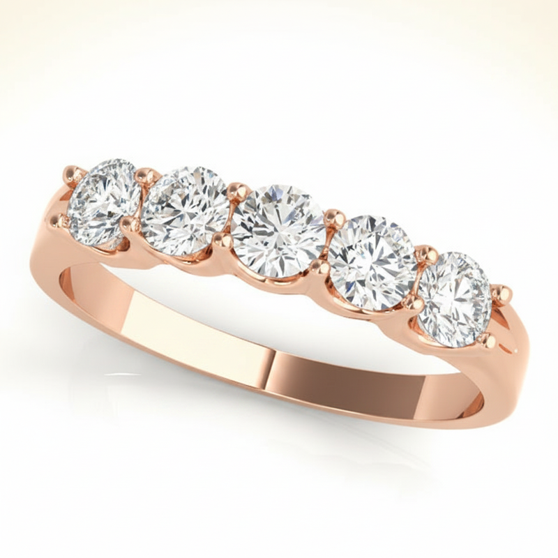 1 1/2 ctw Wedding Bands Prong-Set — Rose Gold