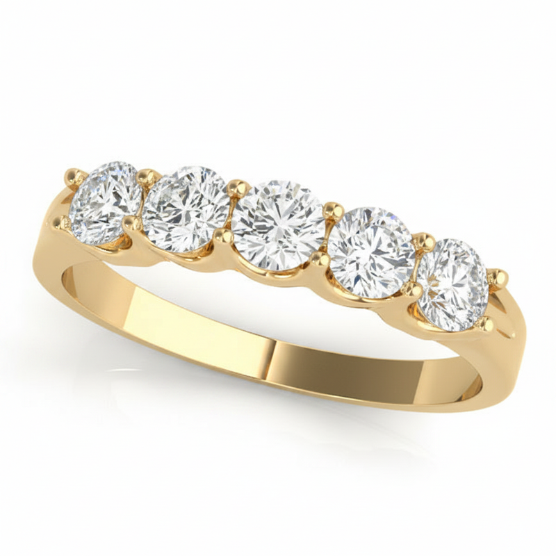 1 1/2 ctw Wedding Bands Prong-Set — Yellow Gold
