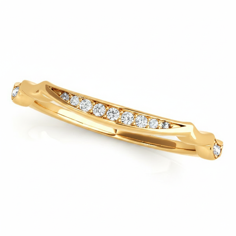 1/10 ctw Wedding Bands Prong-Set — Yellow Gold
