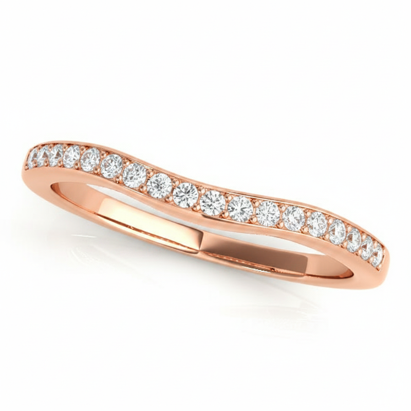 1/4 ctw Wedding Bands Prong-Set — Rose Gold