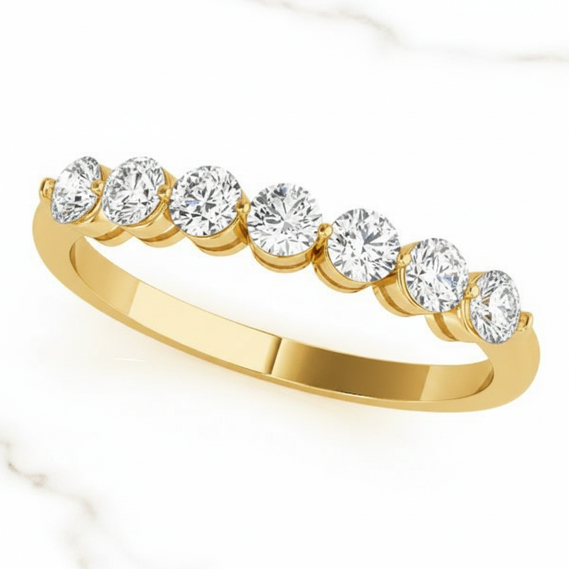 Wedding Bands Prong-Set — 1/2 ctw — Yellow Gold