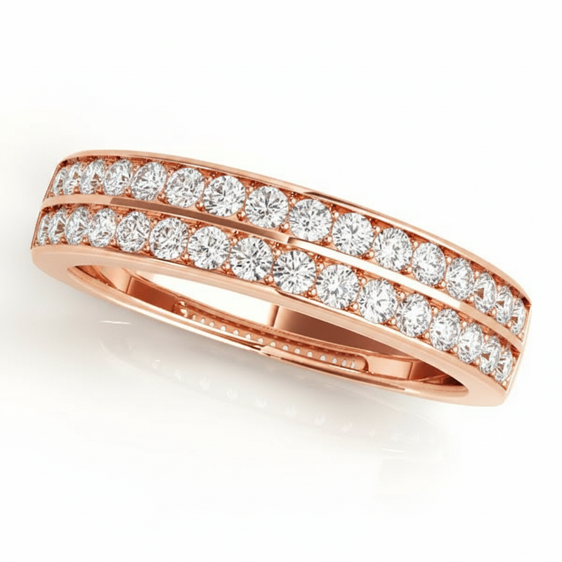 1/2 ctw Wedding Bands Prong-Set — Rose Gold