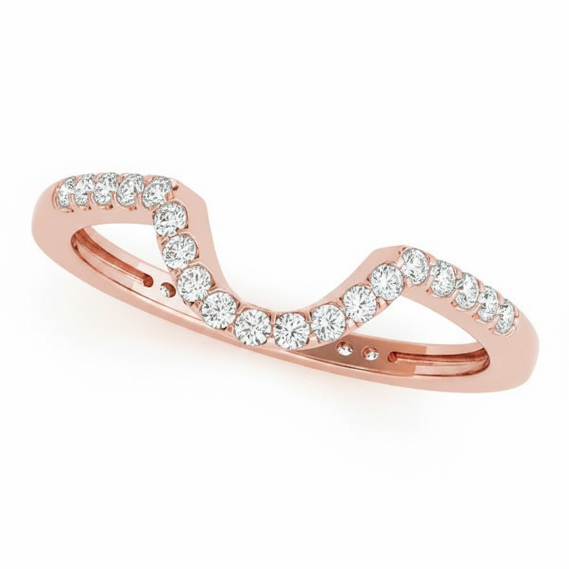 1/6 ctw Wedding Bands Prong-Set — Rose Gold
