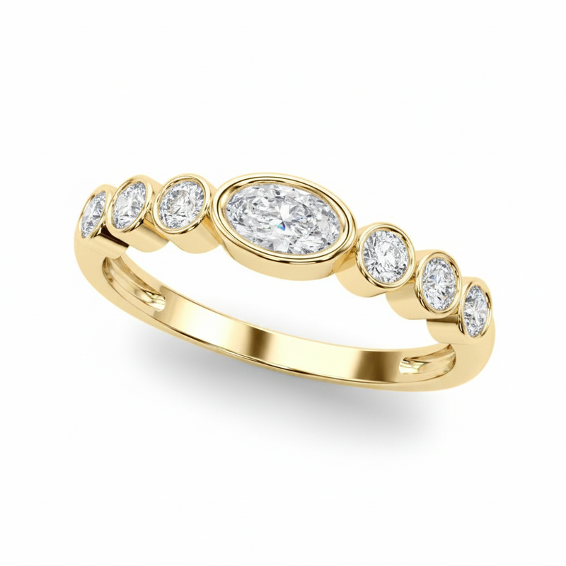 1/2 ctw With Oval Color Center Ring — Yellow Gold